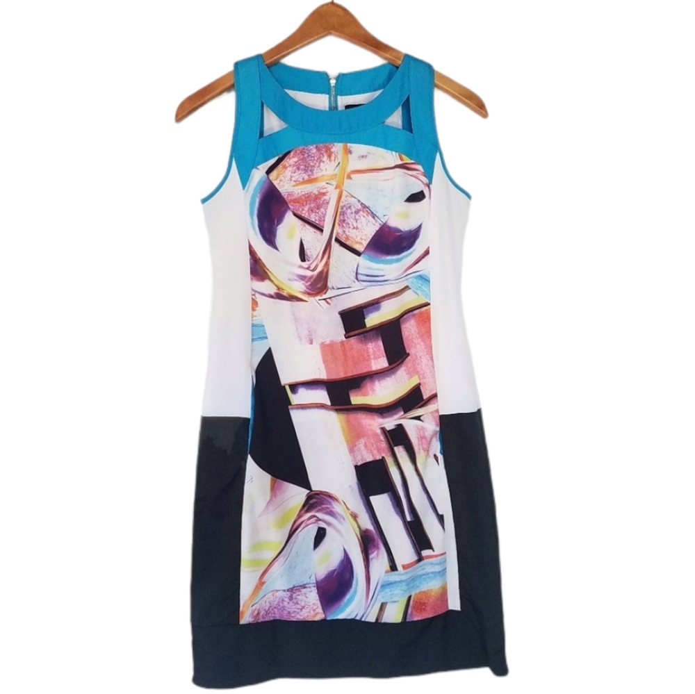 Plains & Prints artwork Sheath short sleeve dress size 2